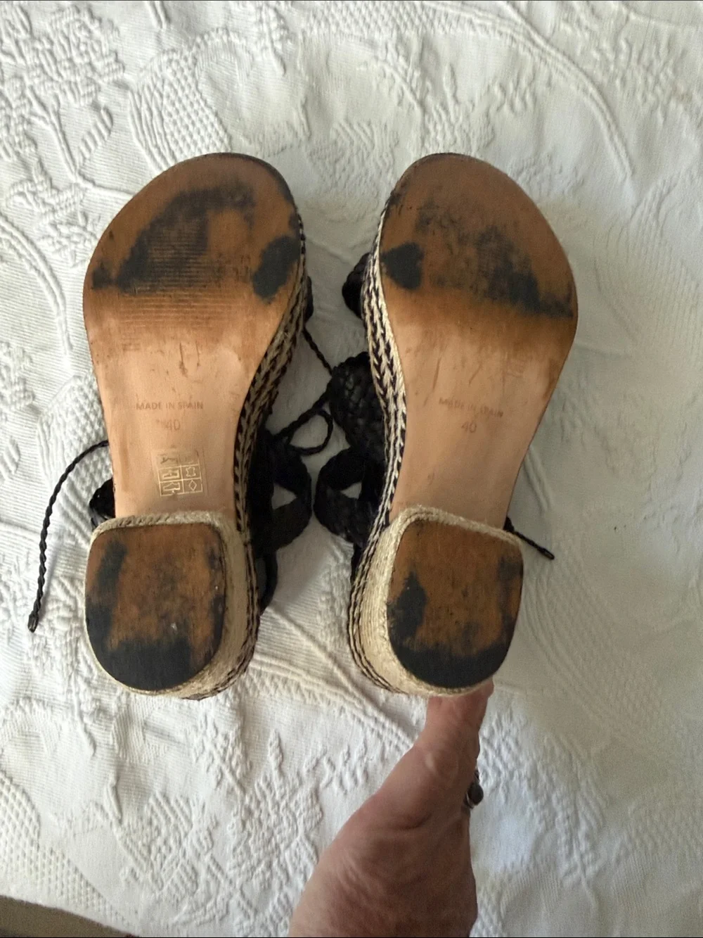 Anthropologie Black Braided Espadrille Platform Wedges